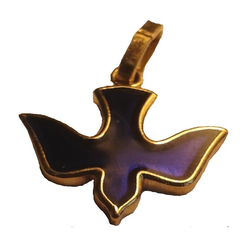 Pendendif Colombe en laiton, bleue